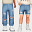 destroyed jeans & shorts - toddler logo