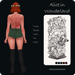 moonmoonsim alice in wonderland female tattoo logo