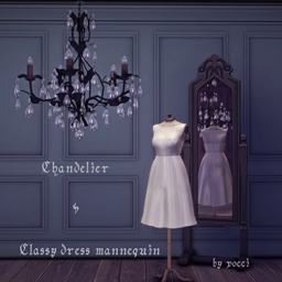 Chandelier and classy dress mannequin