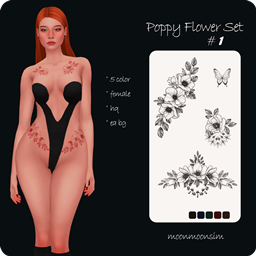 Poppy Flower Set Tattoo logo
