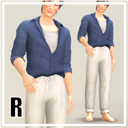Mellow I - Rolled-Up Sleeves Shirt & Long Pants for M