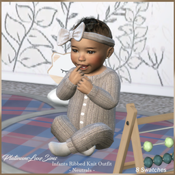 Infants Ribbed Knit Outfit - Neutrals