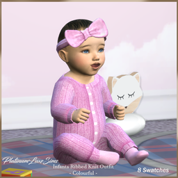 Infants Ribbed Knit Outfit - Colourful