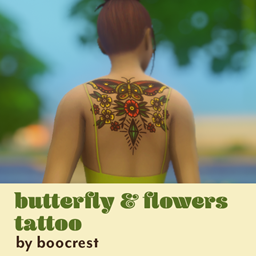 butterfly & flowers tattoo - boocrest project image