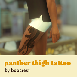 panther thigh tattoo - boocrest logo