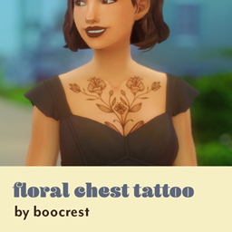 floral chest tattoo - boocrest logo
