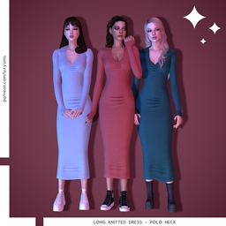 Long Knitted Dress- PoloNeck
