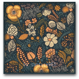 Garden Pattern Square Dance Rug #2 Samtuse963