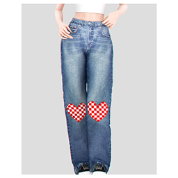 Checkered Heart Jeans Pants