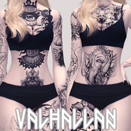 TROUBLE: 5 full body tattoo sets (+ seperated tattoos) by Valhallan logo