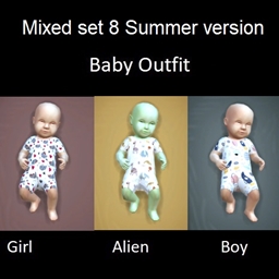 Mixed set 8 summer version baby outfit