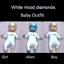White mood diamonds baby outfit logo