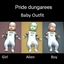 Pride dungarees baby outfit logo