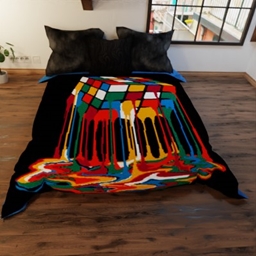 Melting Rubiks Cube Blanket logo