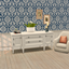 Damask Navy Floral Wallpaper with trim logo