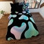 Holographic cow print bed set logo