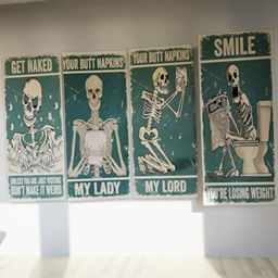 Funny Bathroom Skeleton Signs logo