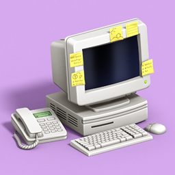 Computer + landline phone logo