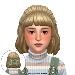 Child Curly SemiUp Bow Hair