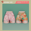Asymmetrical denim shorts (prints) logo