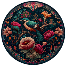 Classic Bird Round Dance Rug #1 Samtuse963 logo