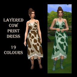Layered Cow Print Dress - 19 Colours logo