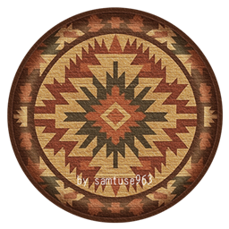 Folk Pattern Round Dance Rug #3 Samtuse963