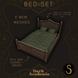 Sims4Luxury - Dark Academia (2) - Bed set logo