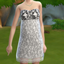 Dress with and without patterns and a sheer layer logo