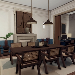 Elegant blue dining and office