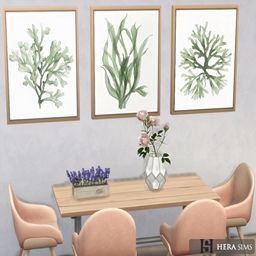 Boho coral wall prints - set