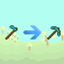 Hoe turns into a pickaxe logo