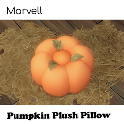 Pumpkin plush pillow by Marvell logo