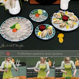 Oyster and puffer fish sashimi by somik_severinka Spanish translation
