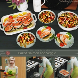 Baked salmon and baked vegetables. by somik_severinka Spanish translation