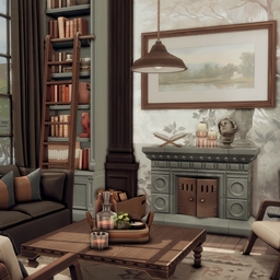Elegant blue and brown living room