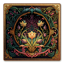 Ornate Floral Square Dance Rug #3 Samtuse963