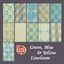Green, Blue, and Yellow Linoleum logo