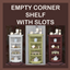 Empty Corner Shelf with Slots logo