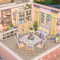 Pink & Yellow Plant Themed Dining Room