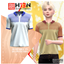Children's Stripe Splicing Colorblock Polo Shirt logo