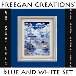 FC-Blue and White-Single Frame White Wood