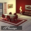 Wild stripes Set. Carpet, Curatins, Sofa and Chair in red logo