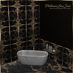 Black & Gold Marble Tiled Walls