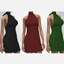 [MishaSims]Give 'Em Glam Black Satin Sleeveless Halter Mini Dress logo