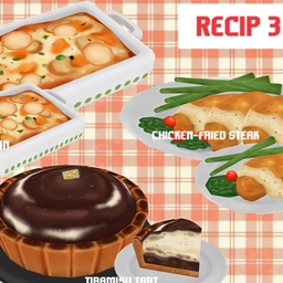 Fried Beef Fillet, Gratin Potato, Tiramisu Cake by ONI Spanish translation