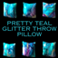 Pretty Teal Glitter Throw pillow logo