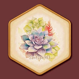 Succulents Painting Hexagonal Frame #1 Samtuse963