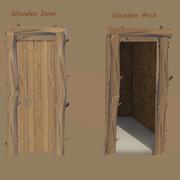 Pack of a rustic arch and a rustic door logo