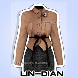 LIN-DIAN_Bow belt suit skirt